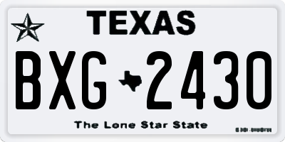 TX license plate BXG2430