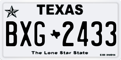 TX license plate BXG2433