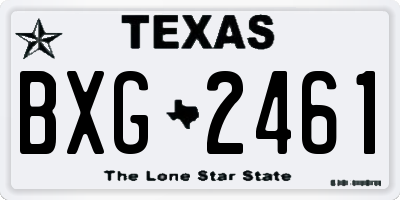 TX license plate BXG2461