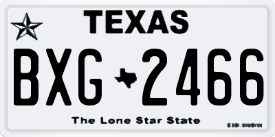 TX license plate BXG2466