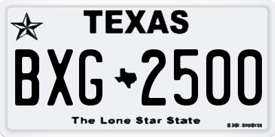 TX license plate BXG2500