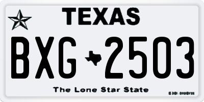 TX license plate BXG2503