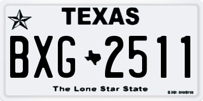 TX license plate BXG2511