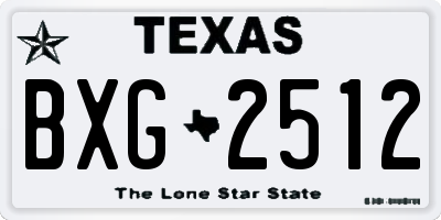 TX license plate BXG2512