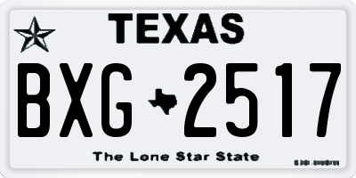 TX license plate BXG2517