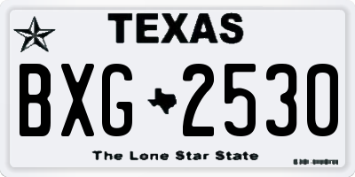 TX license plate BXG2530