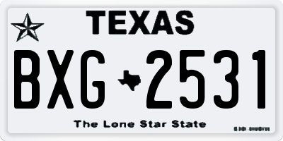 TX license plate BXG2531