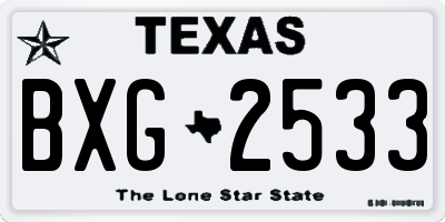 TX license plate BXG2533