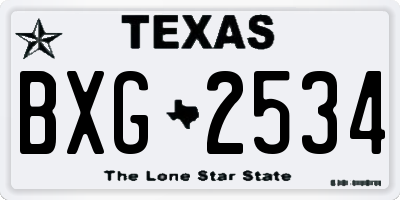 TX license plate BXG2534