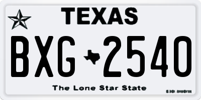 TX license plate BXG2540