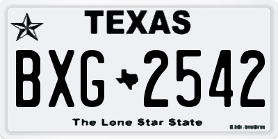 TX license plate BXG2542