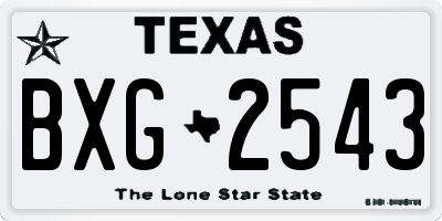 TX license plate BXG2543