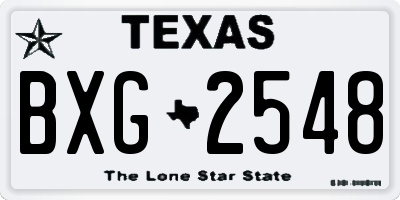 TX license plate BXG2548