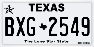 TX license plate BXG2549