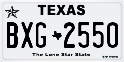 TX license plate BXG2550