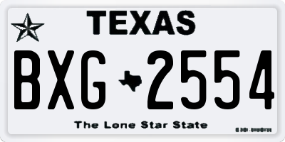 TX license plate BXG2554
