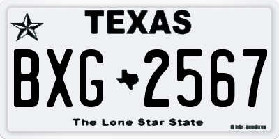 TX license plate BXG2567
