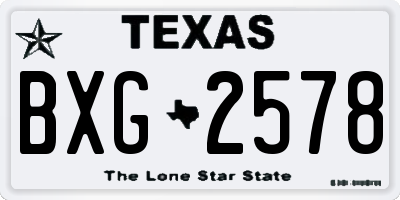 TX license plate BXG2578