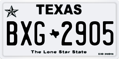 TX license plate BXG2905