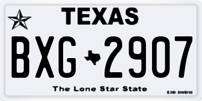 TX license plate BXG2907