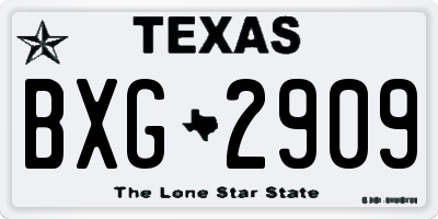 TX license plate BXG2909