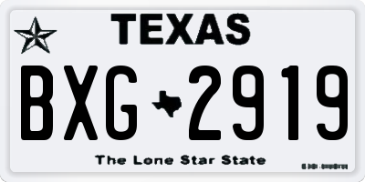 TX license plate BXG2919