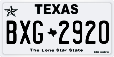 TX license plate BXG2920