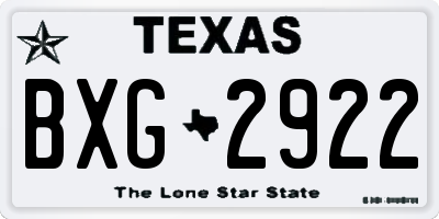 TX license plate BXG2922