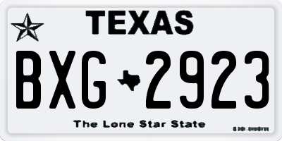 TX license plate BXG2923