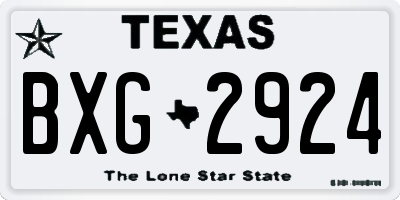 TX license plate BXG2924