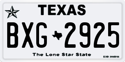 TX license plate BXG2925