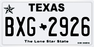 TX license plate BXG2926