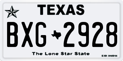 TX license plate BXG2928