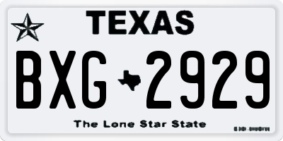 TX license plate BXG2929