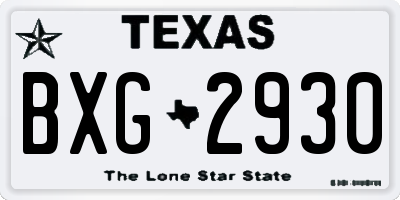 TX license plate BXG2930