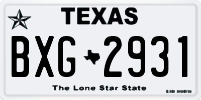 TX license plate BXG2931