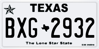 TX license plate BXG2932