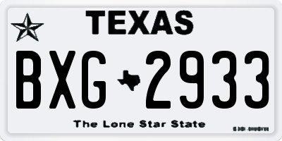 TX license plate BXG2933