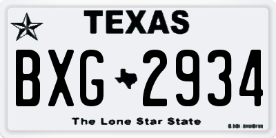 TX license plate BXG2934