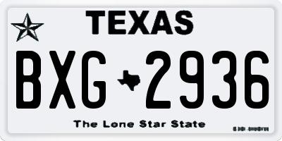 TX license plate BXG2936