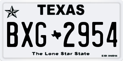 TX license plate BXG2954