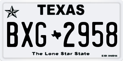 TX license plate BXG2958