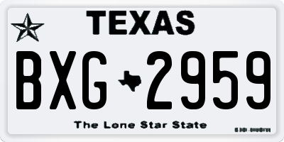 TX license plate BXG2959