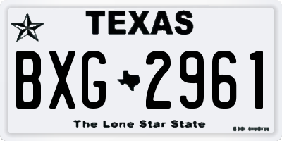TX license plate BXG2961