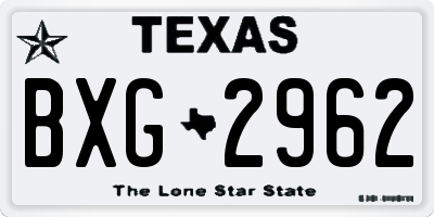 TX license plate BXG2962