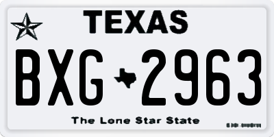 TX license plate BXG2963