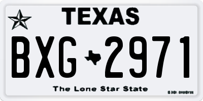 TX license plate BXG2971