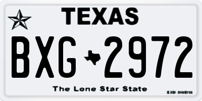 TX license plate BXG2972