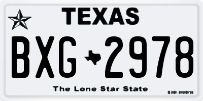 TX license plate BXG2978