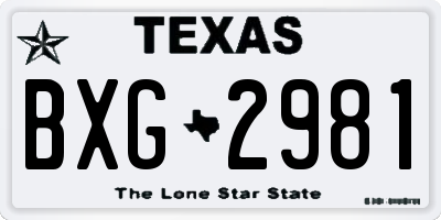 TX license plate BXG2981